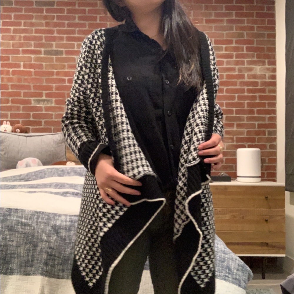 Herringbone Cozy Black & White Cardigan
